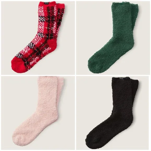 Victoria's Secret PINK FUZZY MID-CALF SOCK MARSHMALLOW KNIT Sherpa SOCKS Choose - Picture 1 of 5